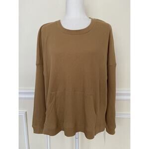 RDI sweater beige wafel women size XL 52% Cotton Kangaroo Pockets A003571